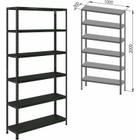 Металлический стеллаж BRABIX "ГРАФИТ MS KD-195/30-6", лофт, 2000x1000x300 мм, 6 полок 291271