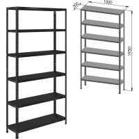 Металлический стеллаж BRABIX "ГРАФИТ MS KD-195/30-6", лофт, 2000x1000x300 мм, 6 полок 291271
