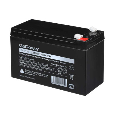 Аккумулятор свинцово-кислотный LA-1270/security 12V 7Ah, клеммы T2/ F2 GoPower 00-00015323