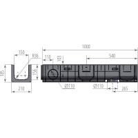 Лоток Aquastok ЛВП Norma DN150 H185 C250 1000x210x185 (11518) 549088