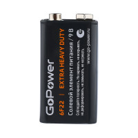 Батарейка GoPower Крона 6F22 солевая Heavy Duty 9V 10 штук 00-00015598
