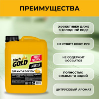 Средство для мытья посуды VASH GOLD Master цитрус, 5 л 307048