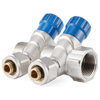 Коллектор с регулировочными вентилями PROFACTOR в/н 3/4" х 2 вых 16 цанга  PF MVP 268.2C