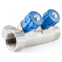 Коллектор с регулировочными вентилями PROFACTOR в/н 3/4" х 2 вых 16 цанга  PF MVP 268.2C