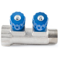 Коллектор с регулировочными вентилями PROFACTOR в/н 3/4" х 2 вых 16 цанга  PF MVP 268.2C