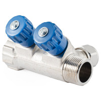 Коллектор с регулировочными вентилями PROFACTOR в/н 3/4" х 2 вых 16 цанга  PF MVP 268.2C