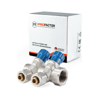 Коллектор с регулировочными вентилями PROFACTOR в/н 3/4" х 2 вых 16 цанга  PF MVP 268.2C