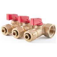 Коллектор с шаровыми кранами PROFACTOR в/н 3/4" х 3 вых 16 цанга PF MVP 266.3