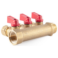 Коллектор с шаровыми кранами PROFACTOR в/н 3/4" х 3 вых 16 цанга PF MVP 266.3