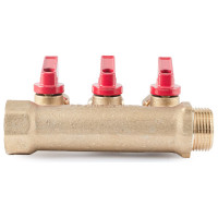 Коллектор с шаровыми кранами PROFACTOR в/н 3/4" х 3 вых 16 цанга PF MVP 266.3