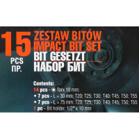 Набор бит TORX с битодержателем (15 предметов; 1/2"; в кейсе) Rockforce RF-4156/C/(27210)