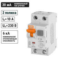 Автоматический выключатель дифференциального тока TDM ELECTRIC АВДТ 64 C10 30мА SQ0205-0003