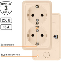 Двойная розетка TDM ELECTRIC 2П+3 открытой установки IP20 16А 250В (керамика) сл. кость "Ладога" SQ1801-0213
