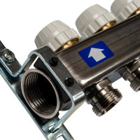 Коллектор из нержавеющей стали с расходомерами, с клапаном вып. воздуха и сливом 4 вых. STOUT SMS-0927-000004