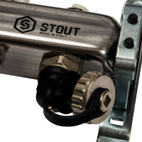 Коллектор из нержавеющей стали с расходомерами, с клапаном вып. воздуха и сливом 4 вых. STOUT SMS-0927-000004