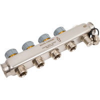 Коллектор в сборе Royal Thermo нержавеющая сталь, с расходомерами 1 ВР-3/4 НР, 4 выхода НС-1080950