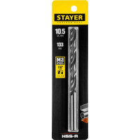 Сверло Professional по металлу HSS-R, (сталь М2, DIN 338, 10.5 мм) Stayer 29602-10.5