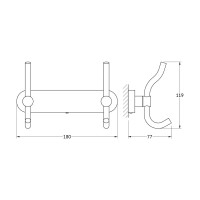 Планка с двумя крючками-вешалками Artwelle 18 cm хром HAR 005