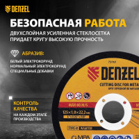 Круг отрезной по металлу (125х1х22.2 мм) для УШМ DENZEL 73761