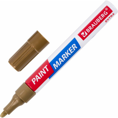 Лаковый маркер-краска BRAUBERG EXTRA paint marker 4 мм, золотой, улучшенная нитро-основа, 151981
