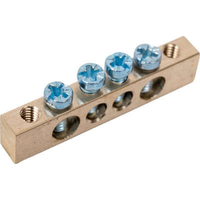 Шина ЭРА NO-122-01 PEN земля-ноль 6x9мм 4/2 латунная с креплениями по краям Б0047215