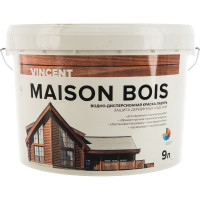 Водно-дисперсионная краска-лазурь VINCENT MAISON BOIS для защиты деревянных изделий, баз А 9л 105-009