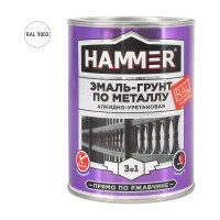 Эмаль-грунт по металлу HAMMER 3в1 АУ п/гл RAL 9003 сигнал. белый 0,9 кг ЭК000133624