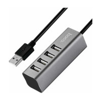 Концентратор Hoco HB1, 4xUSB, темно-серый, 6957531038139