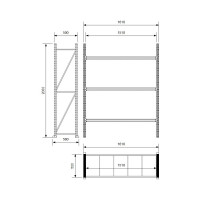 Стеллаж Ирбис Л50 2000x500x1500 мм, 3 яруса, металлические полки X2254546