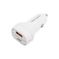 Автомобильное зарядное устройство More Choice Smart 2USB, 3.0 A, PD 20W+QC3.0 быстрая зарядка AC32QC White