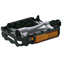 Педали Feimin FP-980Alu, 100х65мм, база алюминий, стальная ось, рамка алюминий, 350гр, серебристый/черный H000013479