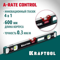 Сверхпрочный уровень KRAFTOOL A-RATE Control с зеркальным глазком, 600 мм 34986-60