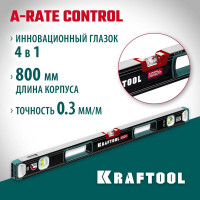 Сверхпрочный уровень KRAFTOOL A-RATE Control с зеркальным глазком, 800 мм 34986-80