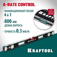 Магнитный сверхпрочный уровень KRAFTOOL A-RATE Control с зеркальным глазком, 800 мм 34988-80