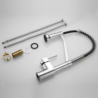 Пружинный смеситель для кухни SHEVANIK с выдвижной лейкой, хром S963