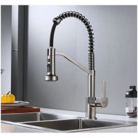 Пружинный смеситель для кухни с выдвижной лейкой сатин SHEVANIK S963L