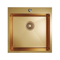 Мойка настольного монтажа MIXLINE Pro 50x50х20 см, 3 мм, выпуск 3 1/2, с сифоном, золото 550548