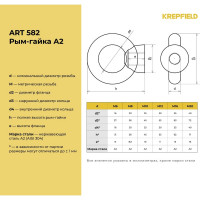 Нержавеющая рым-гайка KREPFIELD М10, ART 582, А2, 1 шт. 582А2РЫМГАЙКАМ10-1
