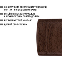 Розетка TDM ELECTRIC двойная 2П+3 открытой установки IP20 16А, венге "Дача" Народная SQ1824-0030