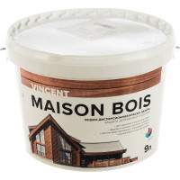 Водно-дисперсионная краска-лазурь VINCENT MAISON BOIS для защиты деревянных изделий, баз А 9л 105-009