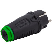 Кабельная вилка PCE 16A 220V 2P+E IP54 корпус черный, маркер зеленый 0511-shu