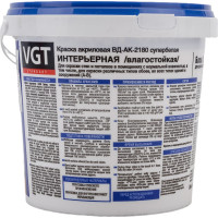 Краска VGT Супербелая ВД АК 2180 интерьерная, влагостойкая 1,5кг 11605421