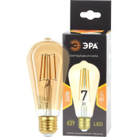 Филаментная лампа ЭРА FLED ST64-7W-824-E27 gold, золото, 7 Вт, теплая, E27, 20/960 Б0047664