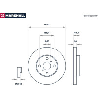 Тормозной диск передний Toyota Yaris I 99- / Yaris Verso 99- / Echo 99- MARSHALL M2000551
