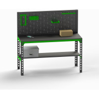 Металлический стол Metalex 750x1300x600 + перфопанель с комплектом аксессуаров SMMPRIA751360