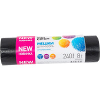 Мешки для мусора Fun Clean суперпрочные, 240 л, 8 шт., черные, пвд 16568