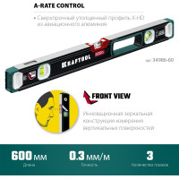 Сверхпрочный уровень KRAFTOOL A-RATE Control с зеркальным глазком, 600 мм 34986-60