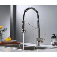 Пружинный смеситель для кухни с выдвижной лейкой сатин SHEVANIK S963L
