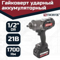 Аккумуляторный ударный бесщёточный гайковерт THORVIK BBIW121700 1/2DR, 21В, 1700 Нм 053704