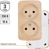 Розетка TDM ELECTRIC двойная 2П открытой установки IP20 10А, сосна "Дача" Народная SQ1824-0039